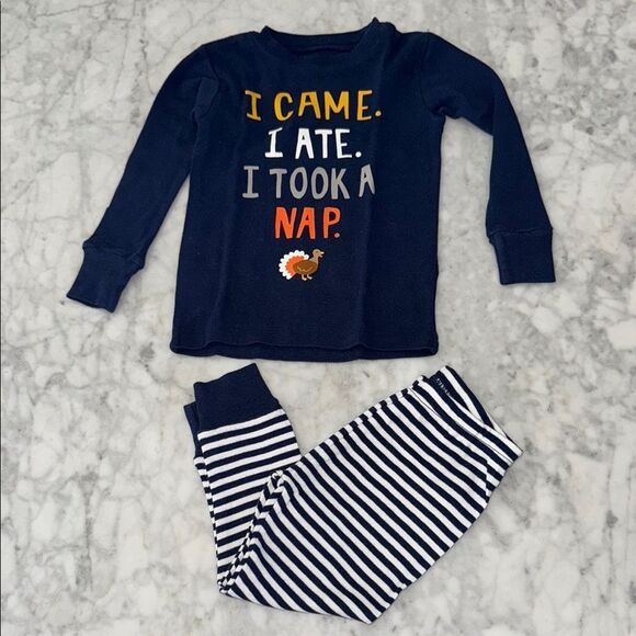 Carter’s Navy Pajama Set with Striped Pants 18M - Picture 1 of 5